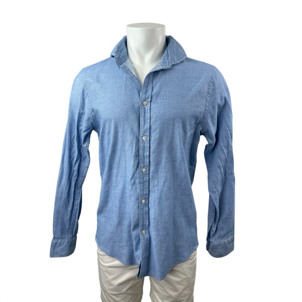 Scotch & Soda High on Chai Men's Blue Long Sleeve Button Down Shirt Top Size L